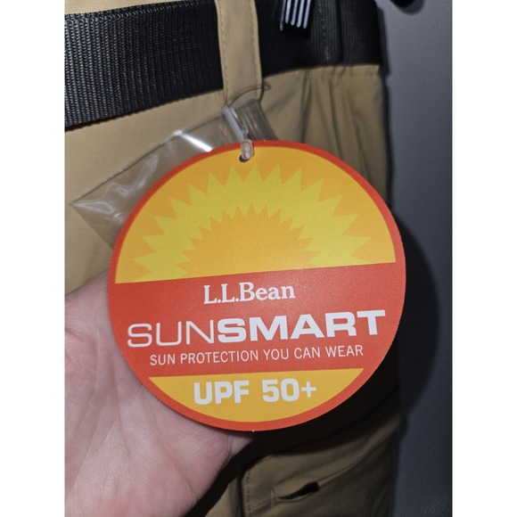 LL Bean Hiking Pant Men M Khaki Outdoor Convertible Zip Off Gorpcore Fish UPF 50 - Picture 2 of 11